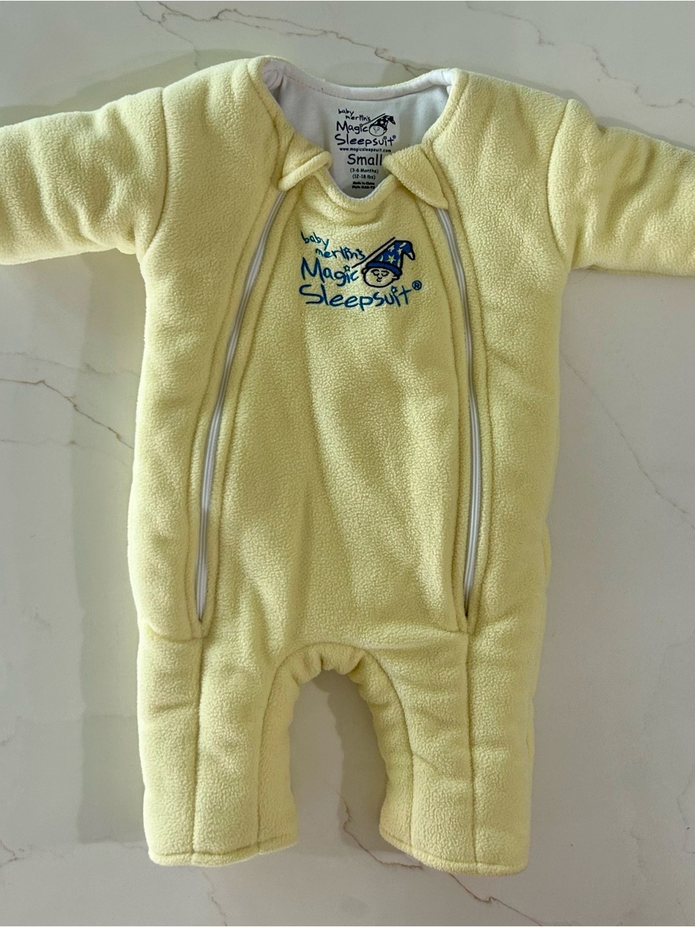 Baby Merlin Magic Sleep Suit Small 3-6 Months 12-18lbs Light Yellow
